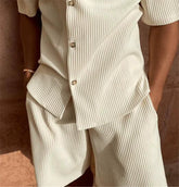 Conjunto Masculino Primavera/Verão – Camisa & Shorts Veludo, Casual Praia